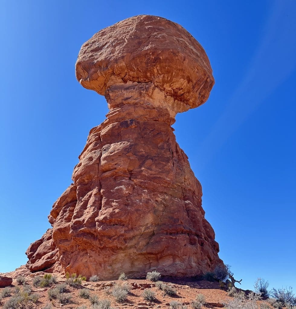 3,600-ton Balanced Rock sits atop eroding pedestal