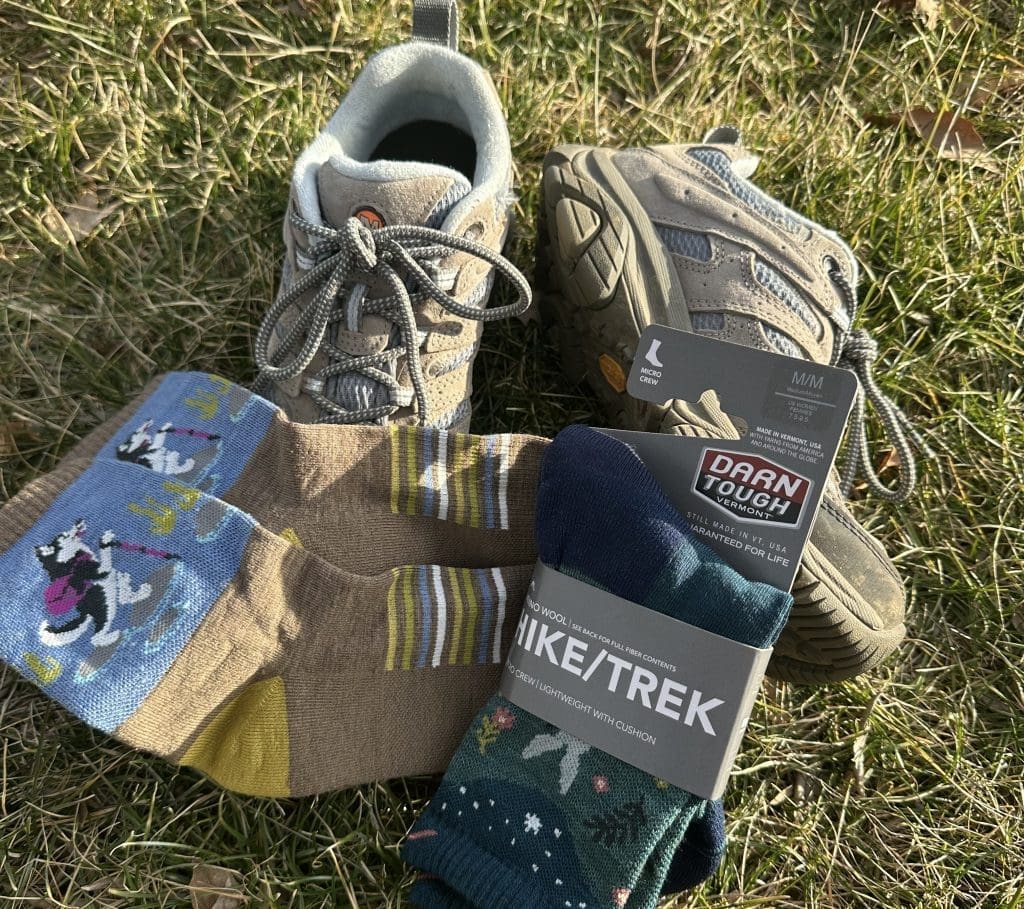 Merrill Moab 3 hiking shoes and Darn Tough socks