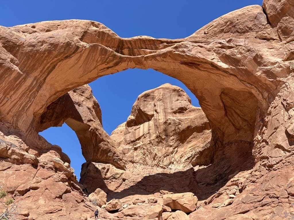 Double Arch's southern span is 144 feet above the ground