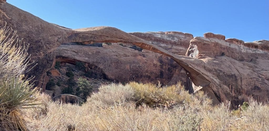 Landscape Arch, the longest arch in North America, spans 306 feet