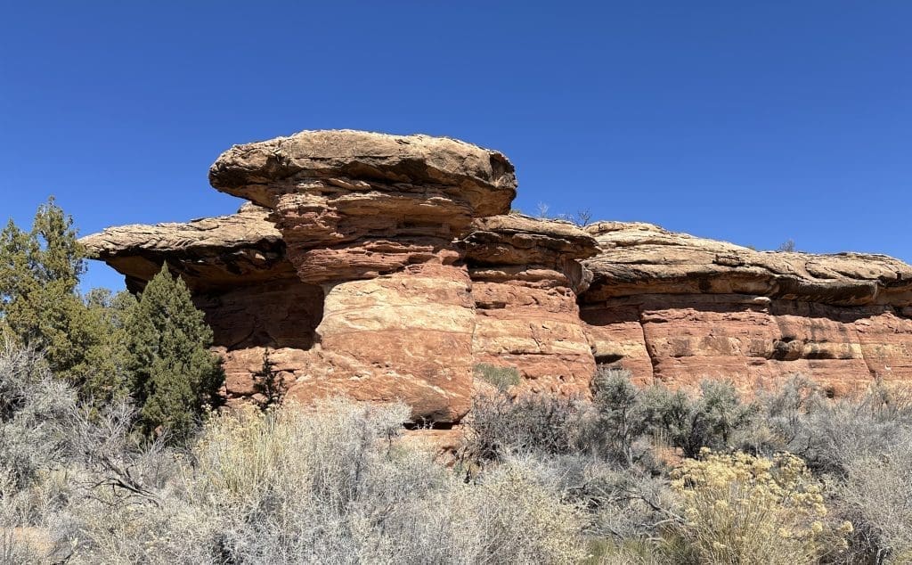 Mushroom rock formations are prevalent in the park. This is near Cave Spring.