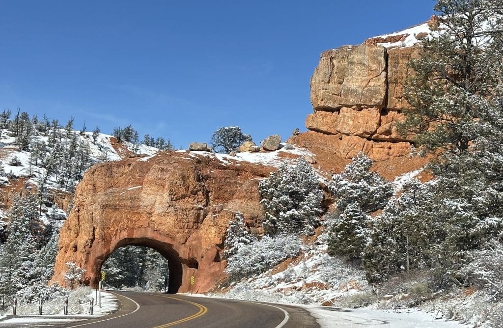First tunnel on Scenic Byway 12 heading west from Bryce Canyon
