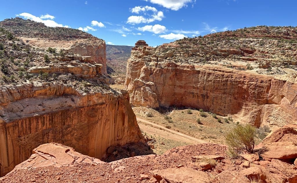 View of Grand Wash Road from Cassidy Arch Trail
