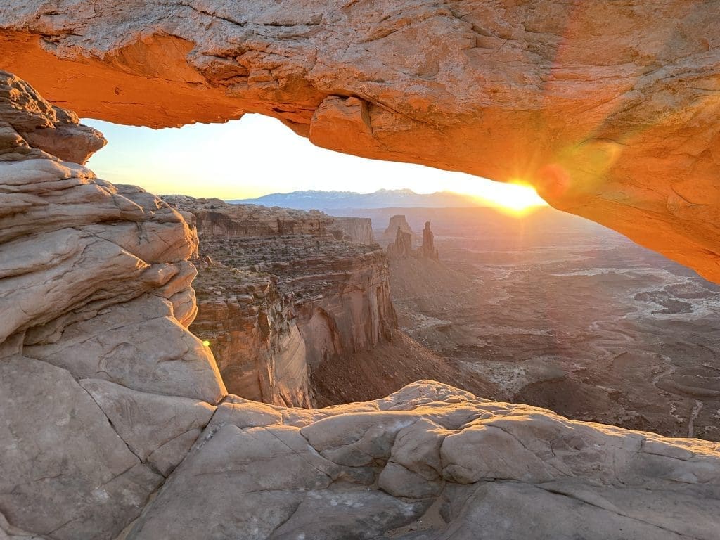 Stunning sunrise at Mesa Arch in Canyonlands National Park