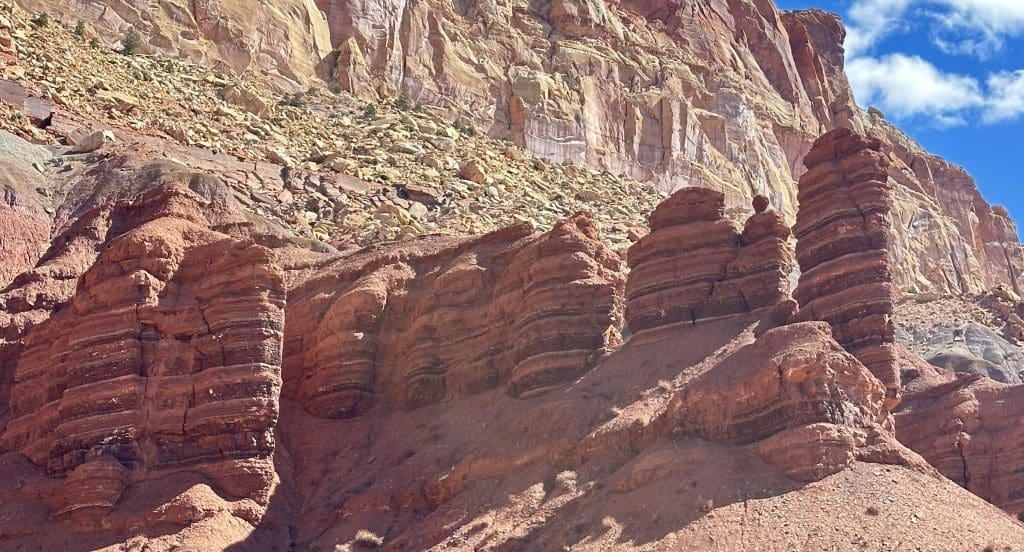 Moenkopi Formation shale tower along Scenic Drive in Capitol Reef.