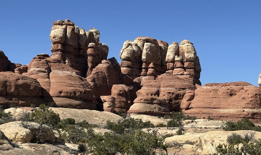 Spires, also called Needles, are seen on the Elephant Hill Trail in Canyonlands