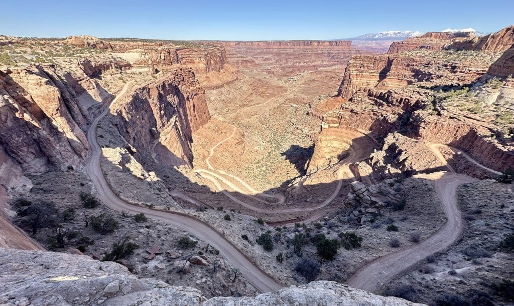 Shafer Trail winds down 1,500 feet of canyon