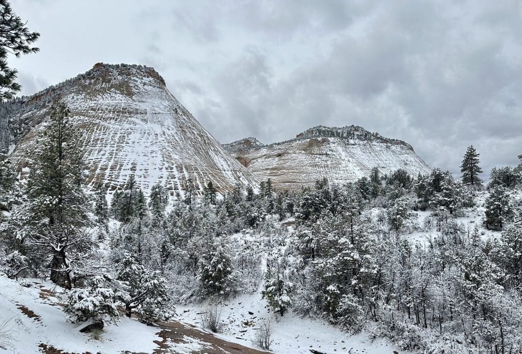 Checkerboard Mesa, in Zion National Park, after a snowstorm
