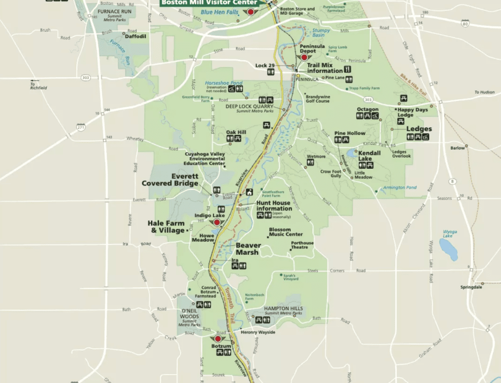 South section of Cuyahoga Valley NP (NPS map)