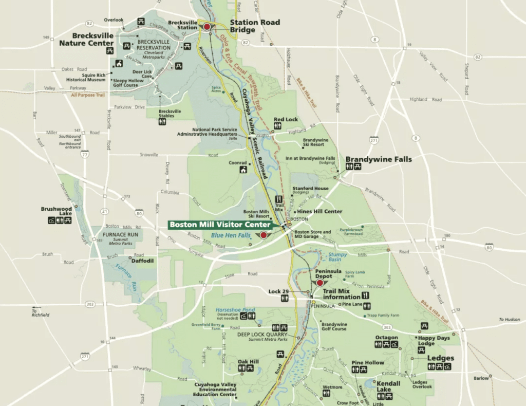 Mid-section of Cuyahoga Valley NP (NPS map)