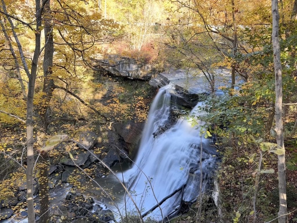 Top of Brandywine Falls on autumn day