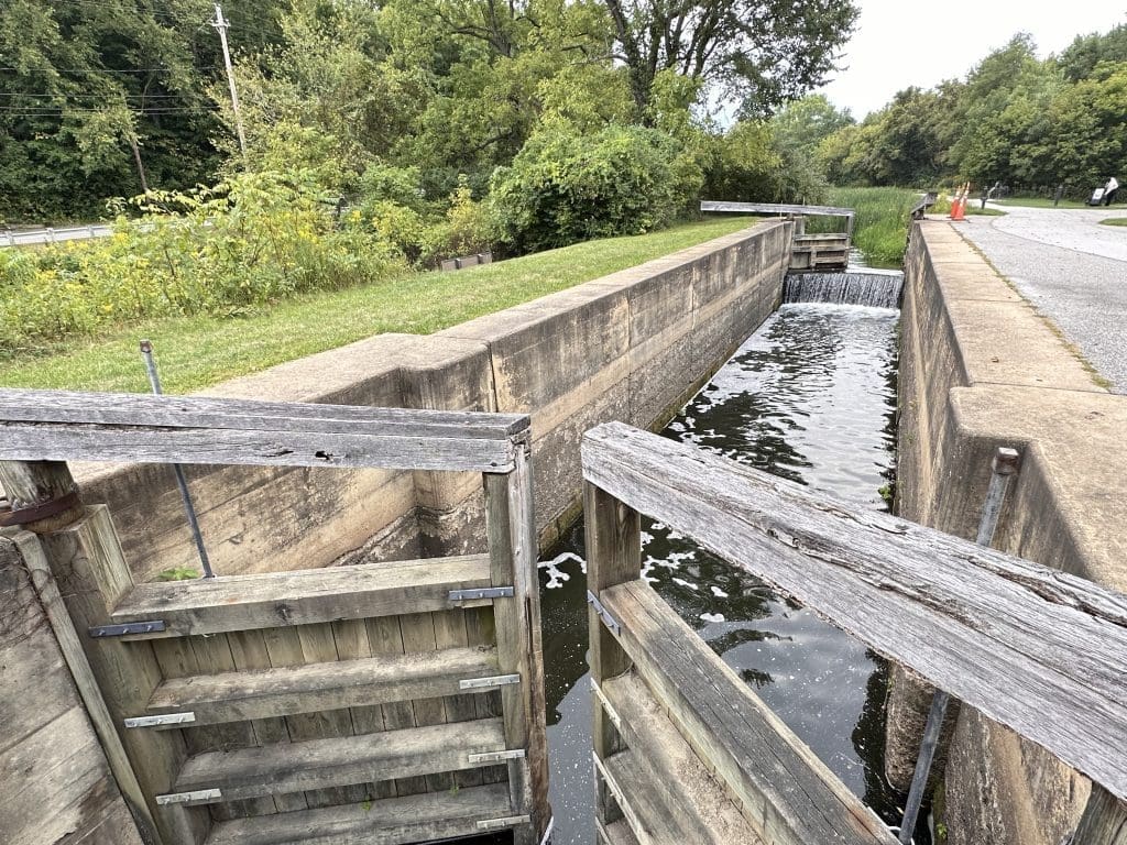 Lock 38, outside Canal Exploration Center in Cuyahoga Valley National Park, is a working lock