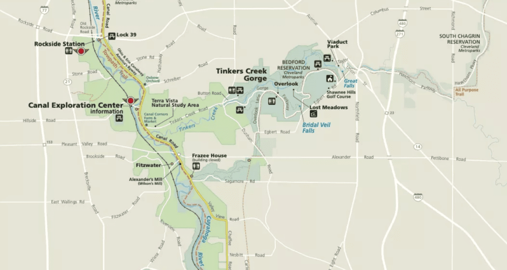 North end of Cuyahoga Valley NP (NPS map)