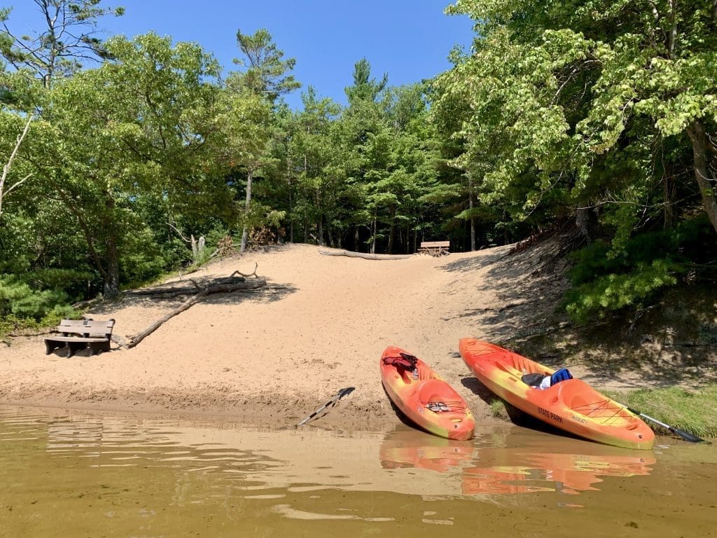 Popular beach on north end of Lost Lake