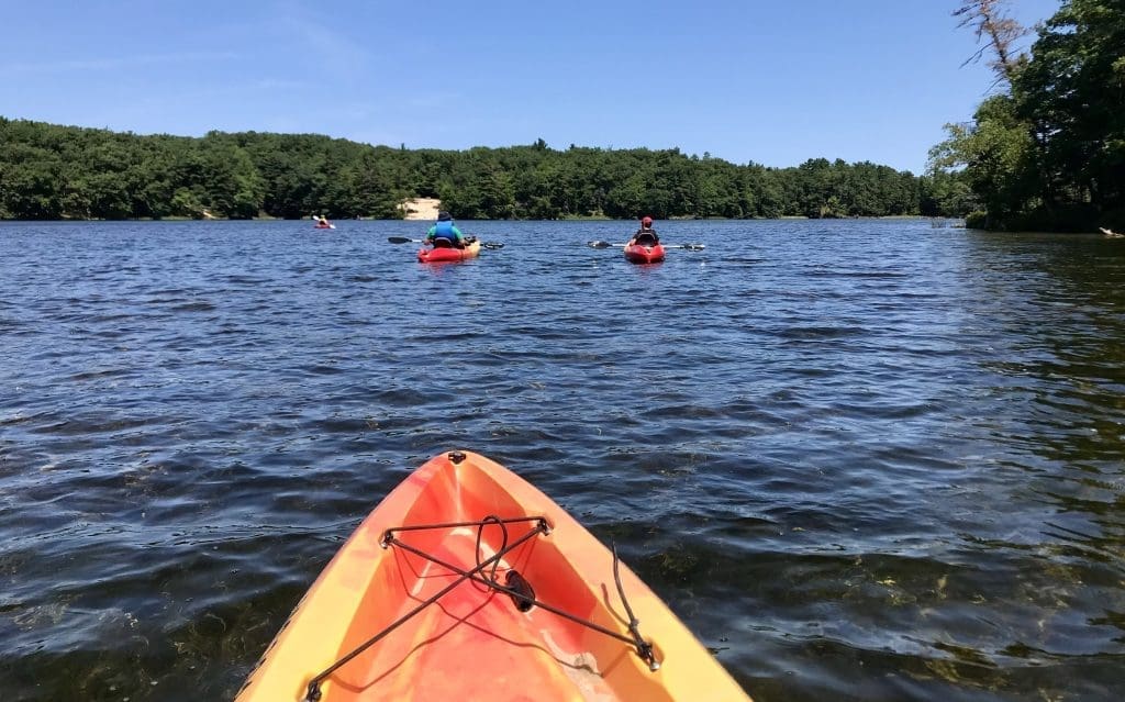 Peaceful day kayaking on Lost Lake in Ludington State Park