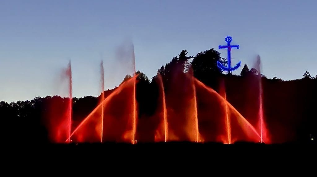 Dancing water and light show in Grand Haven during the summer