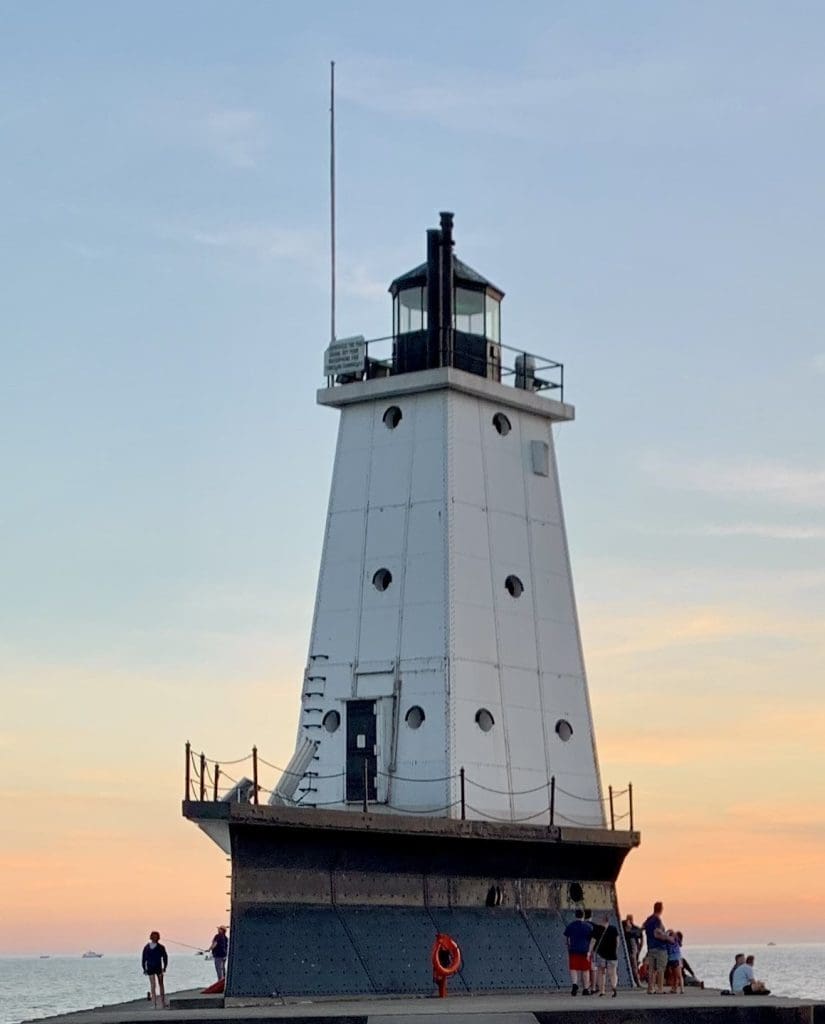 Ludington lighthouse at sunset