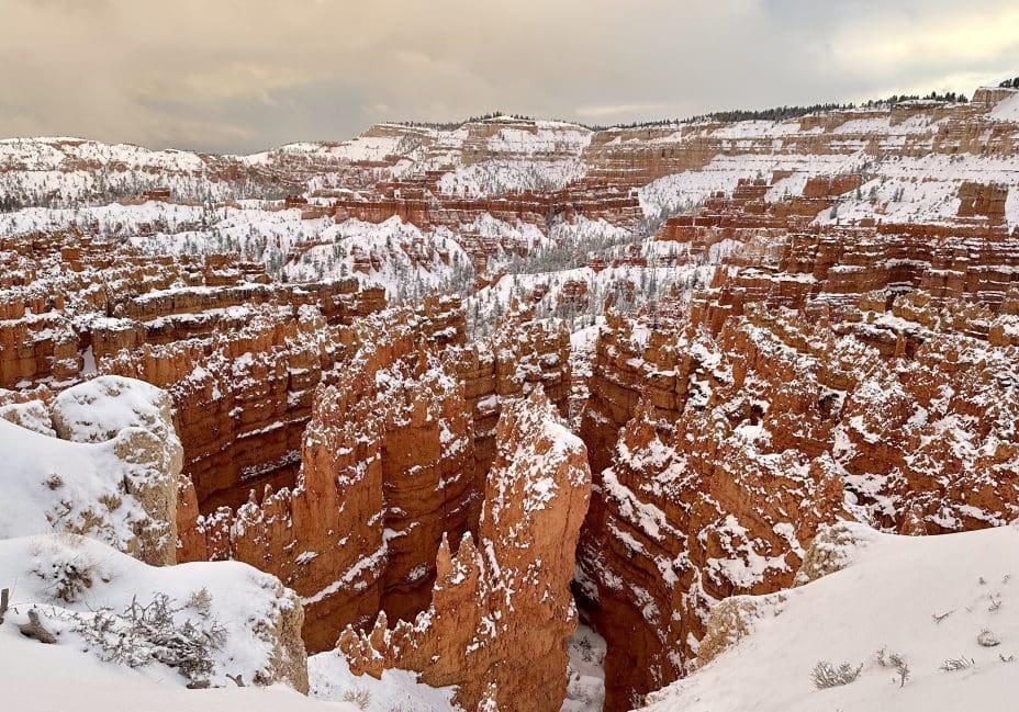 Bryce Canyon covered in snow